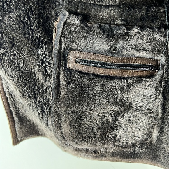 Gimo's Sz 56 Men’s Shearling Zip and Button Overcoat Jacket Made in Italy - Picture 9 of 14